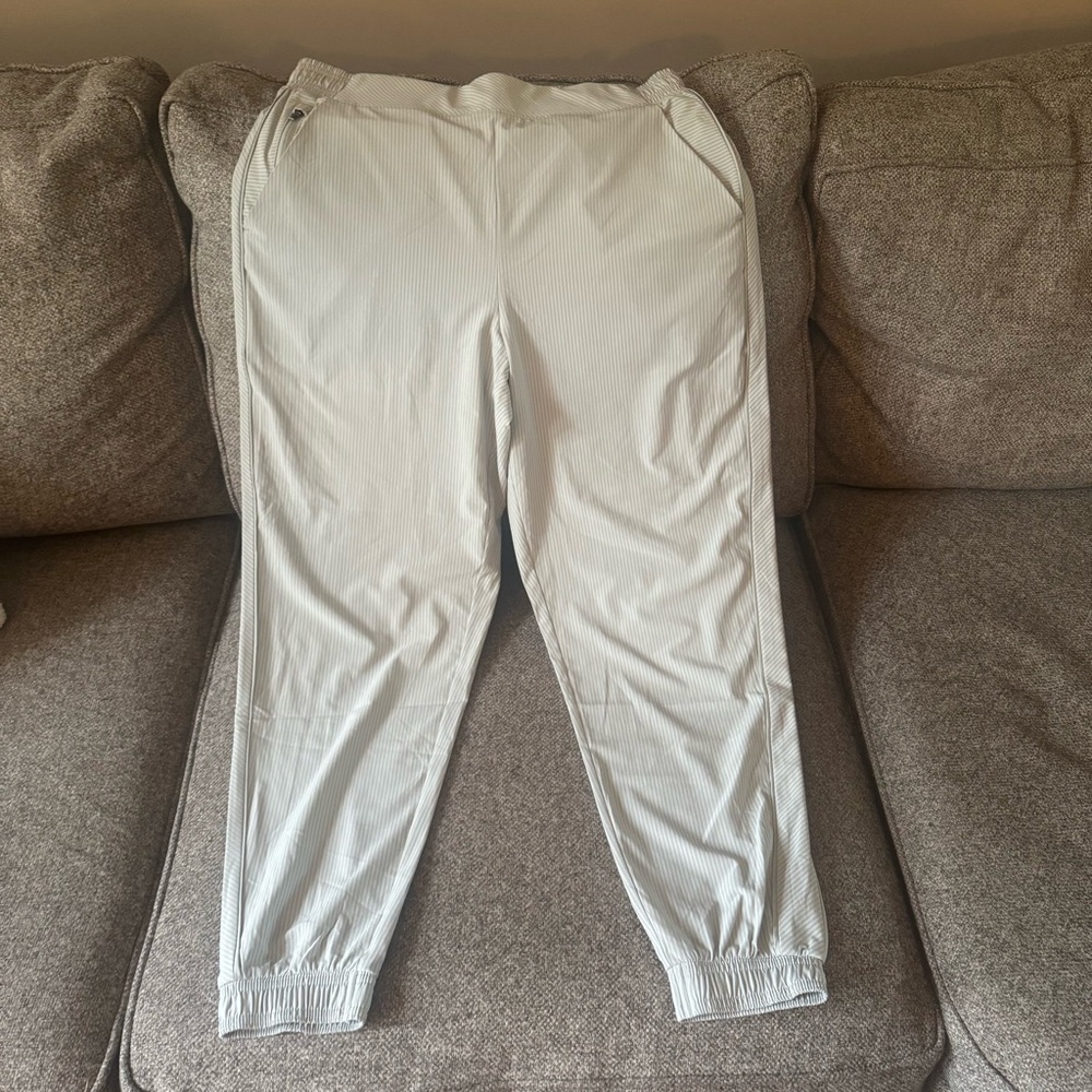 Athleta mint color/striped  joggers for Everyday Comfort. Sz 12. Like new